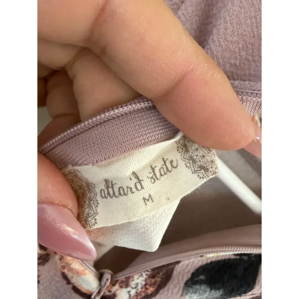 Altar'd State Mauve Floral High Neck Fit & Flare Dress Size M - Picture 5 of 5